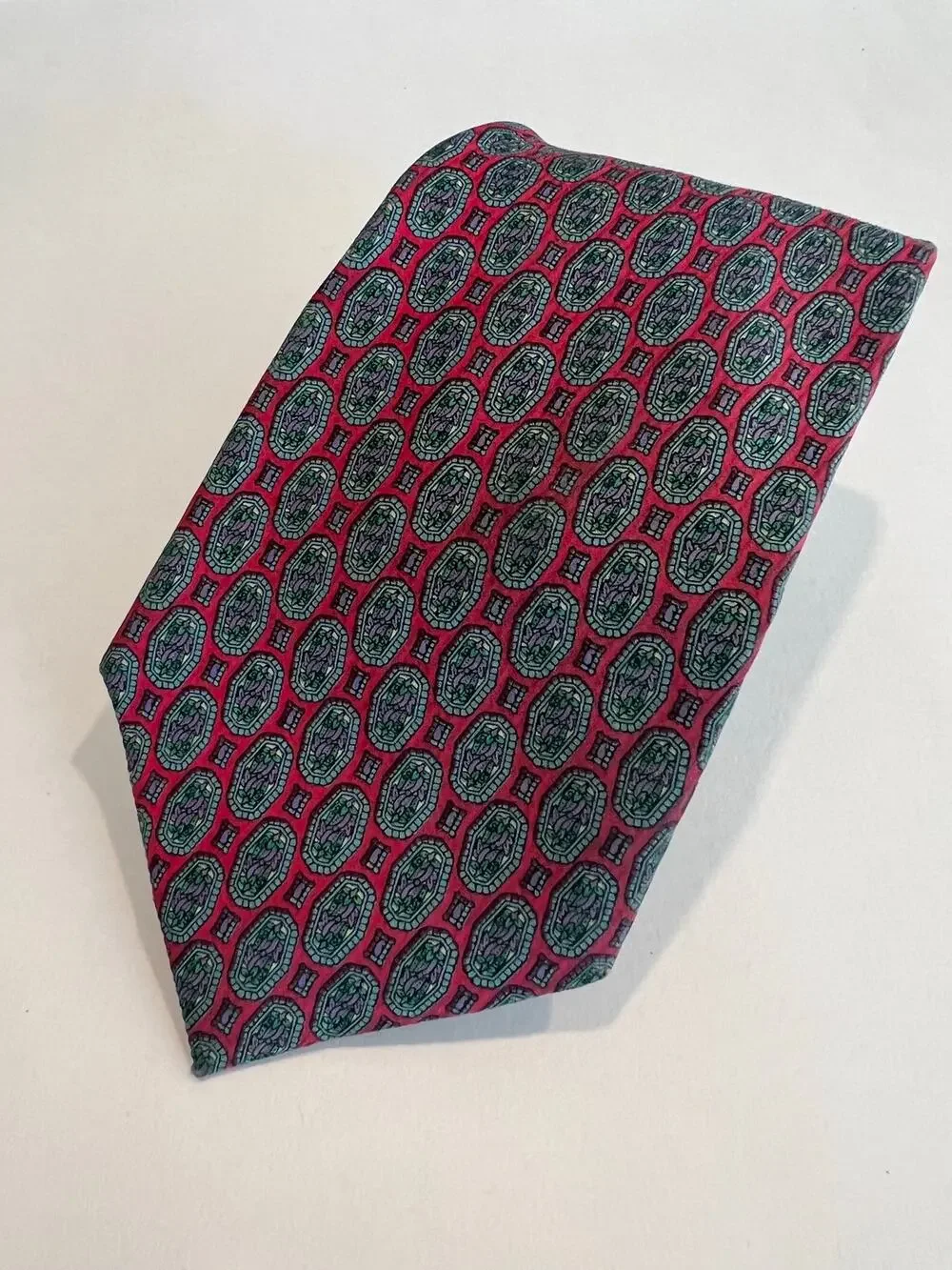 Ermenegildo Zegna Men’s Cotton & Silk Neck Tie Red Purple Green SG